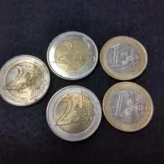 ドイツ ユーロ硬貨　 2ユーロ　3枚　 1ユーロ　2枚 合計 5枚セットのサムネイル