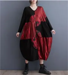 大きいサイズ レディース ロング　ワンピース　ゆったり　春 秋冬 新品 長袖