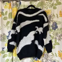 オーバーサイズ ニットセーター L 黒・白・グレー