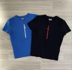 Y2K diesel ジップ クロップド Tシャツ トップス 2着セット S