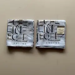 セリーヌ　大判ロゴ入りハンカチ　スカーフ　58㎝　男女兼用　同じ物２枚セット