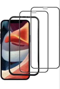 2枚入り 全面保護iPhone 12promax 用ガラスフィルム ガイド枠付き
