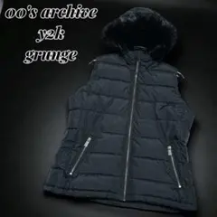 y2k 00s old gap ファーベスト 黒 光沢 短丈 肉厚 平成 M