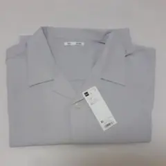 GU ドライオープンカラーシャツ (5分袖) ライトグレー XL