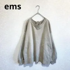 ems バックレースアップニット セーター 配色ステッチ ベージュ F