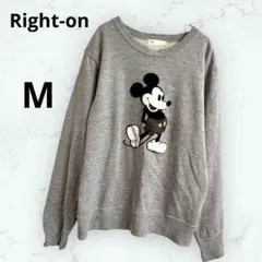 ライトオン ミッキートレーナー スウェット さがら刺繍 グレー M