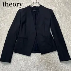 試着のみ タグ付 Theory セオリー ノーカラージャケット イタリア製 青
