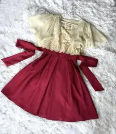 AIMER ボレロ付きパーティードレス　ボルドーピンク