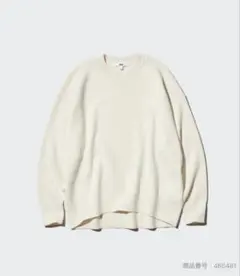 スムースコットンリラックスクルーセーター　ホワイト　XL