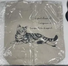 【新品未開封】布製　猫のトートバッグ　生成り