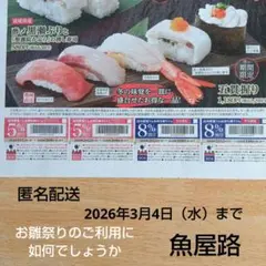魚屋路　5%割引クーポン2枚 • 8%割引（平日限定）クーポン2枚
