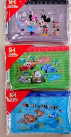 明治Ｒ１　 オリジナルクリアポーチ　 ミッキー&ミニー、カーズ、ニモ３点セット