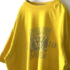 CLIQUE ライオン DEUTSCHER 2010 Tシャツ イエロー 古着