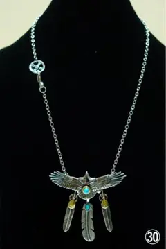 ターコイズイーグル＆フェザーデザイン シルバーネックレス メンズ＆レディース