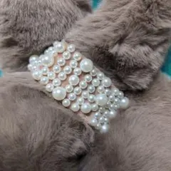 新品未使用　パール付きファーマフラー