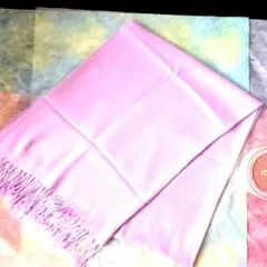 薄紫 フリンジ付きストール　ショール マフラー［新品•未使用] B