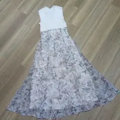 マーキュリーデュオ フラワードッキングノースリワンピースホワイトS