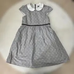 BeBe ベベ ドット柄 半袖ワンピース グレー 140cm