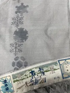 古代紬 着物　紬　雪の結晶柄 草木染めのサムネイル