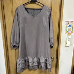 ノーリーズ　グレーベージュ七分袖チュニックのサムネイル