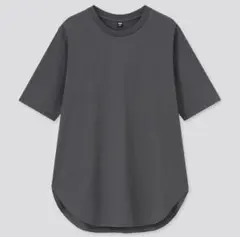 UNIQLO/ユニクロ　スムースコットンラウンドヘムロングT　グレー　XL
