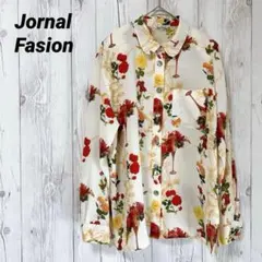 花柄　長袖ブラウス　薄手　総柄　肩パット　F【Jornal Fasion】のサムネイル