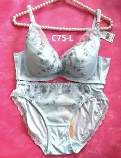 新品　トリンプ　アモスタイル　C75/Ｌ　ブラジャー　ショーツセット　爽やか水色