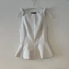 新品　ZARA ペプラムリボン トップス XS