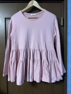 【yori】ヨリ　新品未使用　ティアードカットソー　フレアスリーブ ピンク 9月下旬発送予定ティアードカットソー 【2023AWオンライン先行