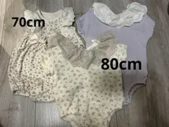 女の子　花柄　半袖ロンパース　70cm 80cm まとめ売り　テータテート