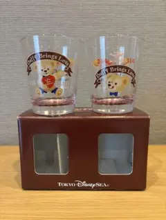 ☆希少　ディズニー　ダッフィー　バレンタイン　ハート　グラス　コップ☆