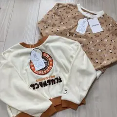 サンマルクカフェ　裏毛長袖トレーナー　2枚セット　おしゃれ　刺繍ロゴワッペン