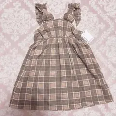 バースデイ　テータテート　ジャンパースカート　110 ワンピース　くま　チェック