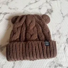 ベビー 耳付き ニット帽 ブラウン