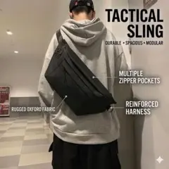 人気！【大容量×軽量】メッセンジャーバッグ ボディバッグブラックウエストポーチ