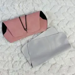 眼鏡 サングラス 老眼鏡 ケース 収納 メガネ拭き付き ピンク