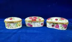 陶磁器 花柄 ボックス 小物入れ 3個セット