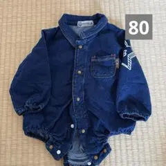 クロワッサンべべ デニム風ロンパース 80