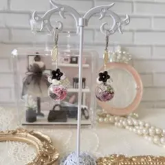 ☆❤️ レジン　かすみ草　パール　ピアス　フープピアス　イヤリング　ハンドメイド