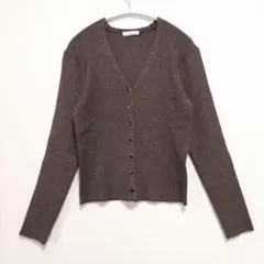 テチチ【Free】リブVネックカーディガン 茶色 ブラウン ラメ入り 通勤通学