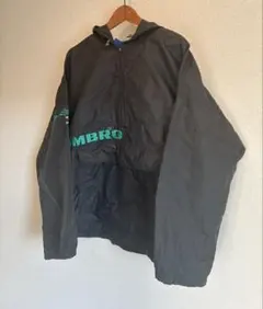 90s UMBR ナイロンアノラックパーカー L ブラック VINTAGE