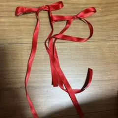 レッド リボン ヘアクリップ セット