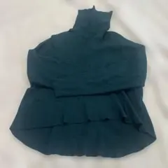 ダークグリーン ハイネック セーター M