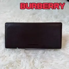 BURBERRY 長財布 ダークブラウン レザー チェック柄　ノバチェックのサムネイル