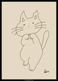 立ち上がる猫 アート 写真 2L判 (127 × 178mm)