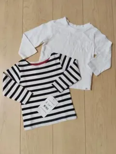 ボーダー 白 シンプルロンT