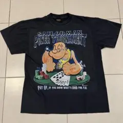 最終セールＬ★ポパイ★ポーカートーナメントTシャツ墨黒★POPEYE★カジノ