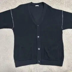 ジーユー　GU カーディガン　ニット　ステッチ　ブラック　サイズL