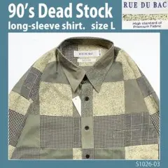 【90s】未使用デッドストック　長袖シャツ　千鳥格子チェックL◆古着ヴィンテージ