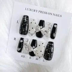 ツイード フレンチガーリー ワンホン y2k スナ系量産型 地雷 韓国ネイル